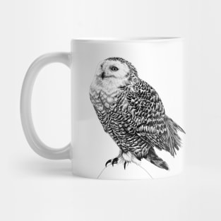 Snowy Owl - black and white animal illustration Mug